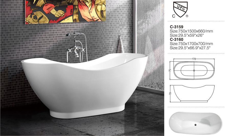(1) ME-C3159--Europe Style White Acrylic Free Standing Bathtub Soaking Spa MEC3159.jpg