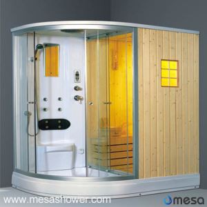 বিলাসিতা R- আকার গ্লাস ডোর MER-044 সঙ্গে ঝরনা রুম এবং Sauna কেবিন কম্বো